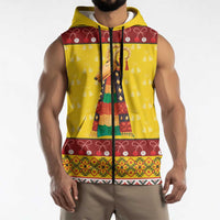 Personalized Moldova Christmas Sleeveless Zip Hoodie Capra Goat Folk Costume - Wonder Print Shop