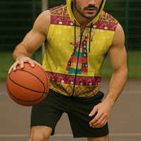 Personalized Moldova Christmas Sleeveless Zip Hoodie Capra Goat Folk Costume - Wonder Print Shop