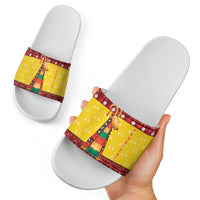 Personalized Moldova Christmas Slide Sandals Capra Goat Folk Costume - Wonder Print Shop