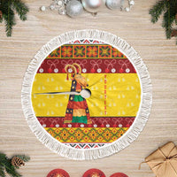 Personalized Moldova Christmas Tree Skirt Capra Goat Folk Costume - Wonder Print Shop