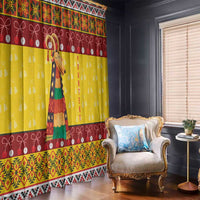 Personalized Moldova Christmas Window Curtain Capra Goat Folk Costume - Wonder Print Shop