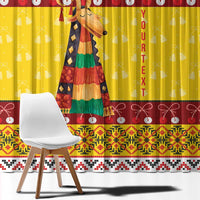 Personalized Moldova Christmas Window Curtain Capra Goat Folk Costume - Wonder Print Shop