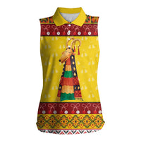 Personalized Moldova Christmas Women Sleeveless Polo Shirt Capra Goat Folk Costume - Wonder Print Shop