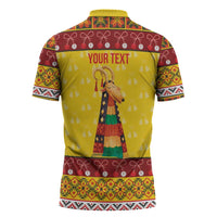 Personalized Moldova Christmas Zipper Polo Shirt Capra Goat Folk Costume - Wonder Print Shop