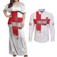 Women Rugby England Couples Matching Off Shoulder Maxi Dress and Long Sleeve Button Shirt Rise of the Rose World Champions - Wonder Print Shop