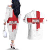 Women Rugby England Couples Matching Off The Shoulder Long Sleeve Dress and Hawaiian Shirt Rise of the Rose World Champions - Wonder Print Shop