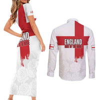 Women Rugby England Couples Matching Short Sleeve Bodycon Dress and Long Sleeve Button Shirt Rise of the Rose World Champions - Wonder Print Shop
