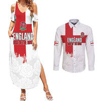 Women Rugby England Couples Matching Summer Maxi Dress and Long Sleeve Button Shirt Rise of the Rose World Champions - Wonder Print Shop
