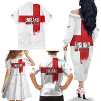 Women Rugby England Family Matching Off The Shoulder Long Sleeve Dress and Hawaiian Shirt Rise of the Rose World Champions - Wonder Print Shop
