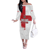 Women Rugby England Family Matching Off The Shoulder Long Sleeve Dress and Hawaiian Shirt Rise of the Rose World Champions - Wonder Print Shop