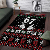 Six Seven Skeleton Hand Christmas Area Rug Meme Gen Alpha Slang - Wonder Print Shop
