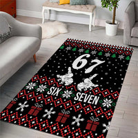 Six Seven Skeleton Hand Christmas Area Rug Meme Gen Alpha Slang - Wonder Print Shop