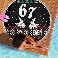 Six Seven Skeleton Hand Christmas Beach Blanket Meme Gen Alpha Slang - Wonder Print Shop