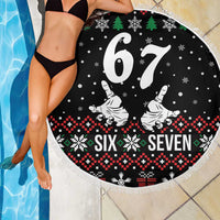 Six Seven Skeleton Hand Christmas Beach Blanket Meme Gen Alpha Slang - Wonder Print Shop