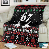 Six Seven Skeleton Hand Christmas Blanket Meme Gen Alpha Slang - Wonder Print Shop