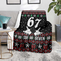 Six Seven Skeleton Hand Christmas Blanket Meme Gen Alpha Slang - Wonder Print Shop