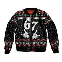 Six Seven Skeleton Hand Christmas Bomber Jacket Meme Gen Alpha Slang - Wonder Print Shop