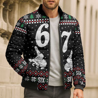 Six Seven Skeleton Hand Christmas Bomber Puffer Jacket Meme Gen Alpha Slang - Wonder Print Shop