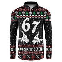 Six Seven Skeleton Hand Christmas Button Sweatshirt Meme Gen Alpha Slang - Wonder Print Shop