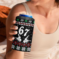 Six Seven Skeleton Hand Christmas 4 in 1 Can Cooler Tumbler Meme Gen Alpha Slang - Wonder Print Shop