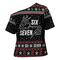 Six Seven Skeleton Hand Christmas Cross Shoulder Shirt Meme Gen Alpha Slang - Wonder Print Shop