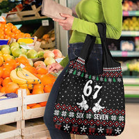 Six Seven Skeleton Hand Christmas Grocery Bag Meme Gen Alpha Slang - Wonder Print Shop