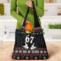Six Seven Skeleton Hand Christmas Grocery Bag Meme Gen Alpha Slang - Wonder Print Shop