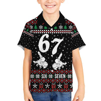 Six Seven Skeleton Hand Christmas Kid Hawaiian Shirt Meme Gen Alpha Slang - Wonder Print Shop
