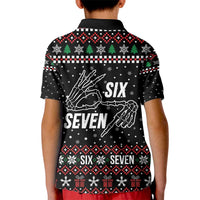 Six Seven Skeleton Hand Christmas Kid Polo Shirt Meme Gen Alpha Slang - Wonder Print Shop