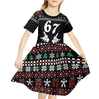 Six Seven Skeleton Hand Christmas Kid Short Sleeve Dress Meme Gen Alpha Slang - Wonder Print Shop