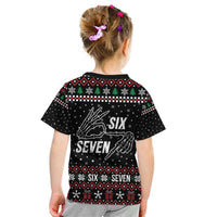 Six Seven Skeleton Hand Christmas Kid T Shirt Meme Gen Alpha Slang - Wonder Print Shop