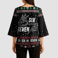 Six Seven Skeleton Hand Christmas Kimono Sleeve Blouse Meme Gen Alpha Slang - Wonder Print Shop