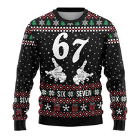 Six Seven Skeleton Hand Christmas Ugly Christmas Sweater Meme Gen Alpha Slang - Wonder Print Shop