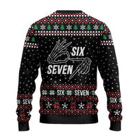 Six Seven Skeleton Hand Christmas Ugly Christmas Sweater Meme Gen Alpha Slang - Wonder Print Shop