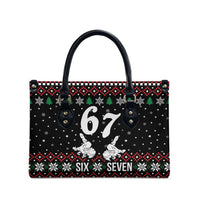 Six Seven Skeleton Hand Christmas Leather Bag Meme Gen Alpha Slang - Wonder Print Shop