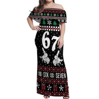 Six Seven Skeleton Hand Christmas Off Shoulder Maxi Dress Meme Gen Alpha Slang - Wonder Print Shop