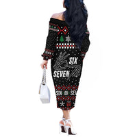 Six Seven Skeleton Hand Christmas Off The Shoulder Long Sleeve Dress Meme Gen Alpha Slang - Wonder Print Shop