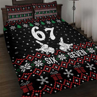 Six Seven Skeleton Hand Christmas Quilt Bed Set Meme Gen Alpha Slang - Wonder Print Shop