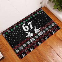 Six Seven Skeleton Hand Christmas Rubber Doormat Meme Gen Alpha Slang - Wonder Print Shop