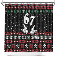 Six Seven Skeleton Hand Christmas Shower Curtain Meme Gen Alpha Slang - Wonder Print Shop