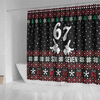 Six Seven Skeleton Hand Christmas Shower Curtain Meme Gen Alpha Slang - Wonder Print Shop