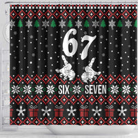 Six Seven Skeleton Hand Christmas Shower Curtain Meme Gen Alpha Slang - Wonder Print Shop
