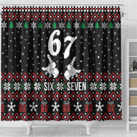 Six Seven Skeleton Hand Christmas Shower Curtain Meme Gen Alpha Slang - Wonder Print Shop