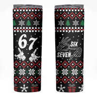 Six Seven Skeleton Hand Christmas Skinny Tumbler Meme Gen Alpha Slang - Wonder Print Shop