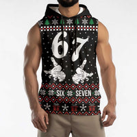 Six Seven Skeleton Hand Christmas Sleeveless Hoodie Meme Gen Alpha Slang - Wonder Print Shop