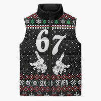 Six Seven Skeleton Hand Christmas Sleeveless Puffer Jacket Meme Gen Alpha Slang - Wonder Print Shop
