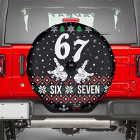 Six Seven Skeleton Hand Christmas Spare Tire Cover Meme Gen Alpha Slang - Wonder Print Shop