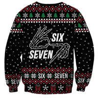 Six Seven Skeleton Hand Christmas Sweatshirt Meme Gen Alpha Slang - Wonder Print Shop