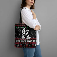Six Seven Skeleton Hand Christmas Tote Bag Meme Gen Alpha Slang - Wonder Print Shop