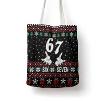 Six Seven Skeleton Hand Christmas Tote Bag Meme Gen Alpha Slang - Wonder Print Shop